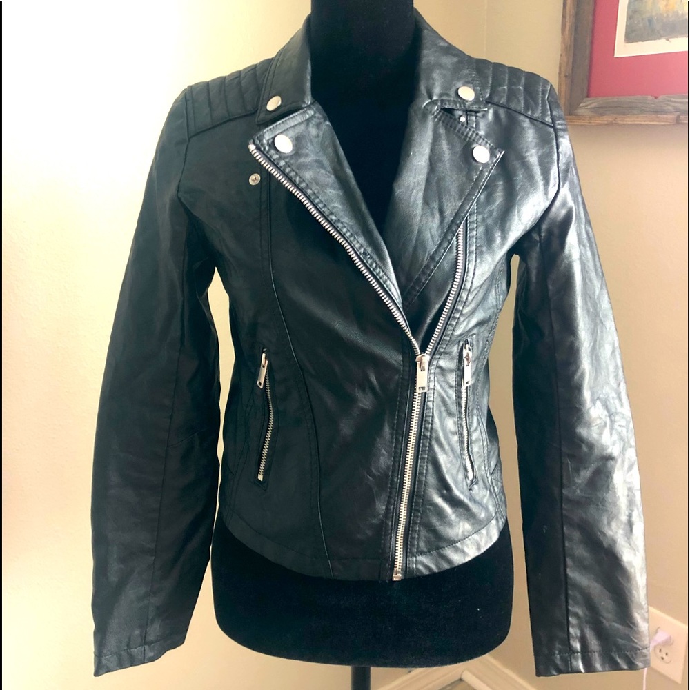 faux leather jacket DBL breasted